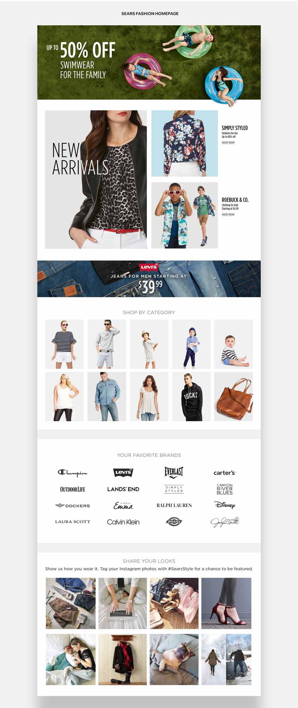 Sears Fashion Homepage