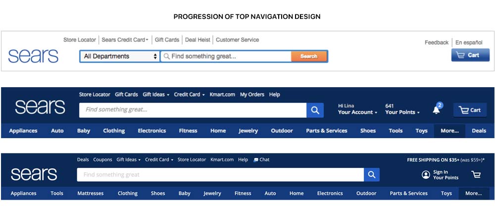 Progression of Top Navigation Design