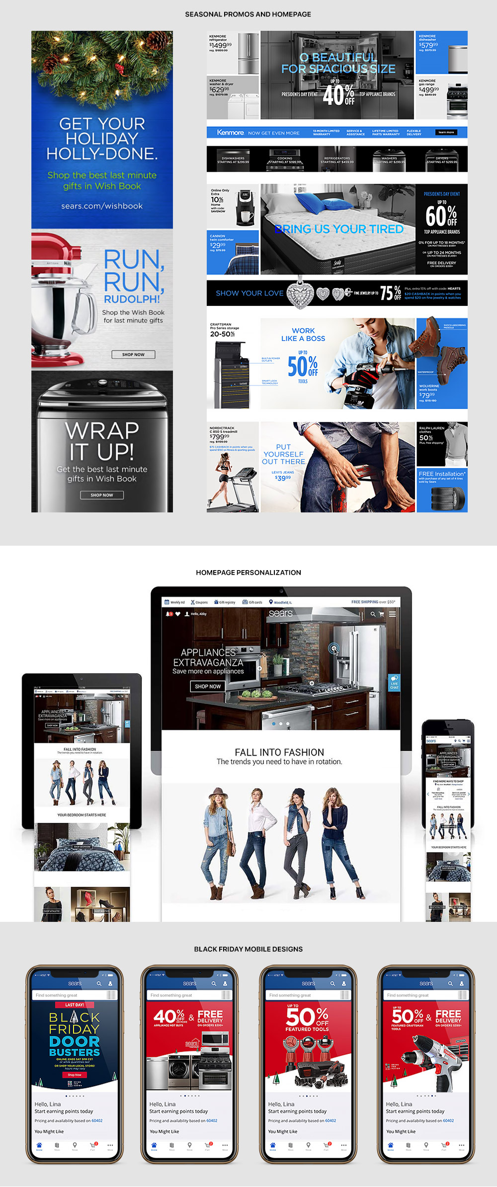 Sears Homepage and Mobile Designs